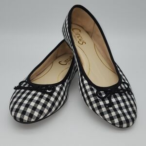 Circus By Sam Edelman Womens Charlotte Ballet Flat Shoes Black Buffalo Plaid 5.5